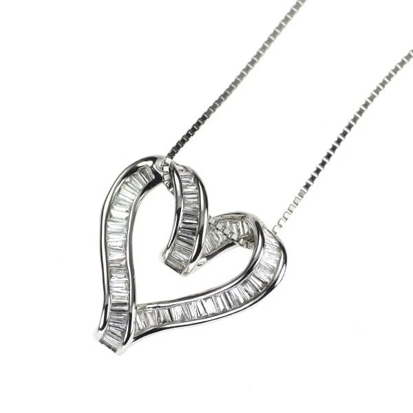 K18WG/ PT850 DIAMOND PENDANT NECKLACE: K18WG/ Pt850 Diamond Pendant Necklace Brand: None Type: pendant necklace Material: K18WG/ Pt850, Main Stone/Creation Natural Color: WG,Silver Size: Necklace: Chain Length 45.5cm Accessories: None
