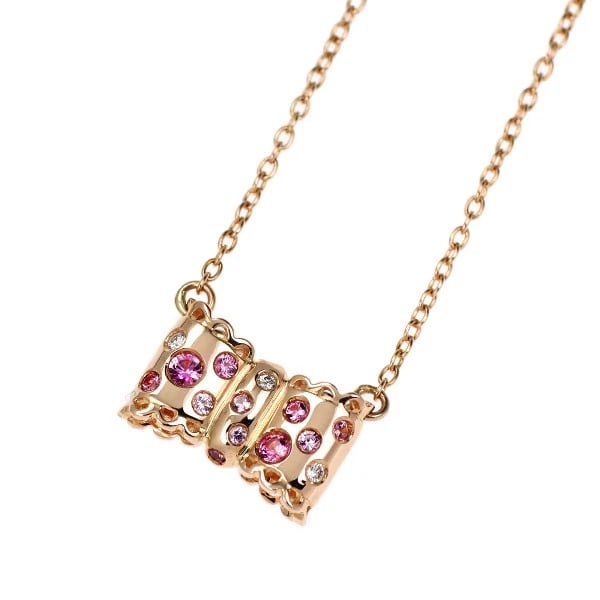 K18PG PINK SAPPHIRE DIAMOND PENDANT NECKLACE: K18PG pink sapphire diamond pendant necklace Brand: None Type: pendant necklace Material: K18PG, Main Stone/Creation sappHiReSide Stonediamonds Color: pink Gold Size: Necklace: Chain Length 41cm