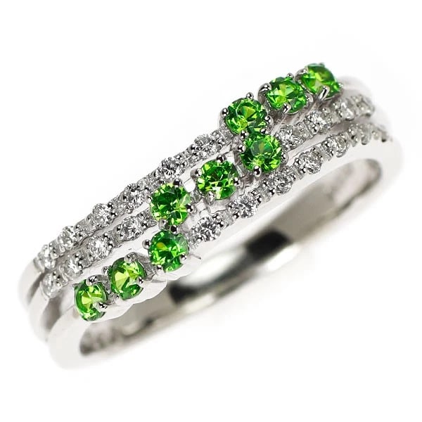 PT900 DEMANTOID GARNET DIAMOND RING (1 of 2)