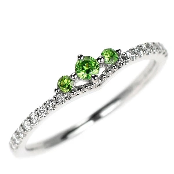 PT950 GREEN GARNET DIAMOND RING: Pt950 green garnet diamond ring Brand: None Type: rings Material: Pt950, Main Stone/Creation gernatSide Stonediamonds Color: Silver Size: US 5.25 Accessories: None Accessories Notice: When
