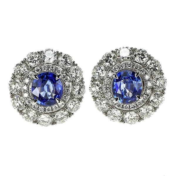 PT950/ PT900 SAPPHIRE DIAMOND EARRINGS: Pt950/ Pt900 Sapphire Diamond Earrings Brand: None Type: piercing Material: Pt950/ Pt900, Main Stone/Creation sappHiReSide Stonediamonds Color: Silver Size: Length/Width/Diameter (CM) 14.0 Accesso