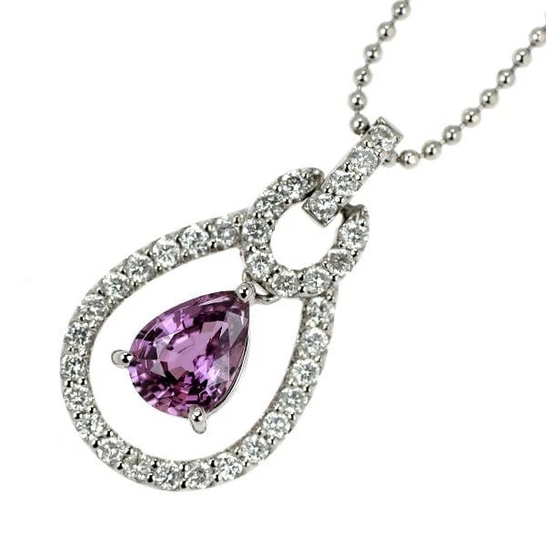 PT900/ PT850 SAPPHIRE DIAMOND PENDANT NECKLACE: Pt900/ Pt850 sapphire diamond pendant necklace Brand: None Type: pendant necklace Material: Pt900/ Pt850, Main Stone/Creation sappHiReSide Stonediamonds Color: Silver Size: Necklace: Chain Length