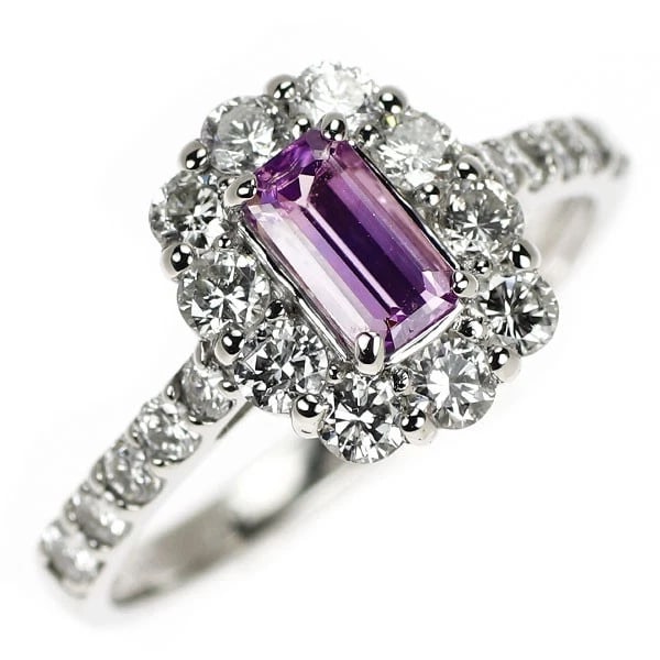 PT950 PURPLE SAPPHIRE DIAMOND RING: Pt950 purple sapphire diamond ring Brand: None Type: rings Material: Pt950, Main Stone/Creation sapphireSide Stone diamonds Color: silver Size: Length/Width/Diameter (CM) 17.5 Accessories: None