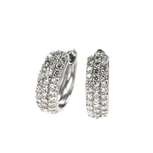 K18WG HOOP DIAMOND EARRINGS: K18WG HOOP DIAMOND EARRINGS Brand: None Type: piercing Material: K18WG, Main Stone/Creation Natural Color: white Gold Size: Length/Width/Diameter (CM) 12.0 Accessories: None Accessories Notice: When