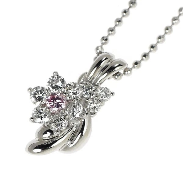 PT900/ PT850 NATURAL PINK DIAMOND PENDANT NECKLACE: Pt900/ Pt850 Natural Pink Diamond Pendant Necklace Brand: None Type: pendant necklace Material: Pt900/ Pt850, Main Stone/Creation Natural Color: Silver Size: Necklace: Chain Length 40cm Accessorie