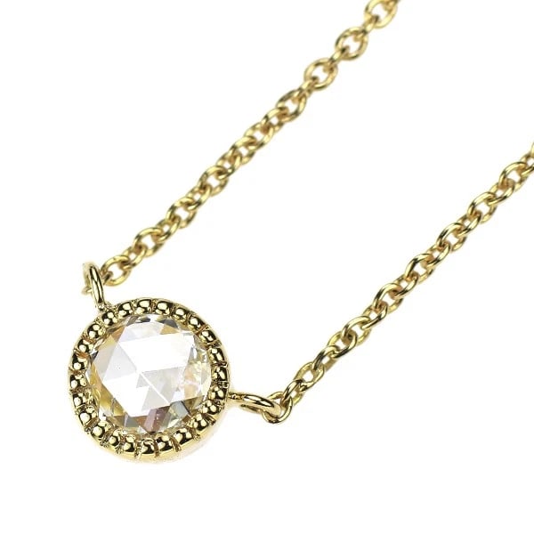 K18YG ROSE CUT DIAMOND SAPPHIRE PENDANT NECKLACE: K18YG Rose Cut Diamond Sapphire Pendant Necklace Brand: None Type: pendant necklace Material: K18YG, Main Stone/Creation Natural Color: Yellow Gold Size: Necklace: Chain Length 39.5cm Accessories: