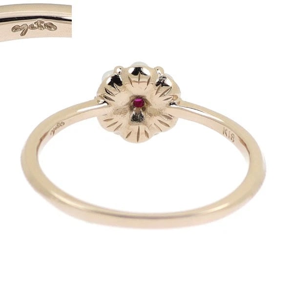 AGATE K18PG BABY PEARL RUBY RING - 2
