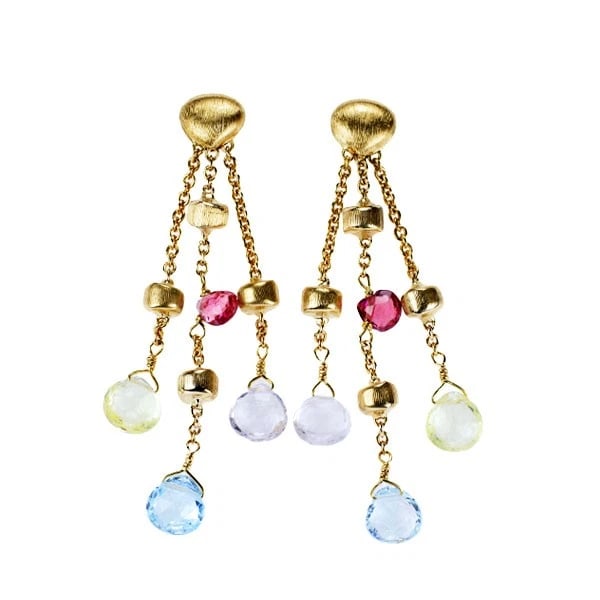 MARCO VICEGO K18YG COLORED STONE EARRINGS: Marco Vicego K18YG colored stone earrings Brand: None Type: piercing Material: K18YG, Main Stone/Creation colored stones Color: Yellow Gold Size: Length/Width/Diameter (CM) 46.0 Accessories: None