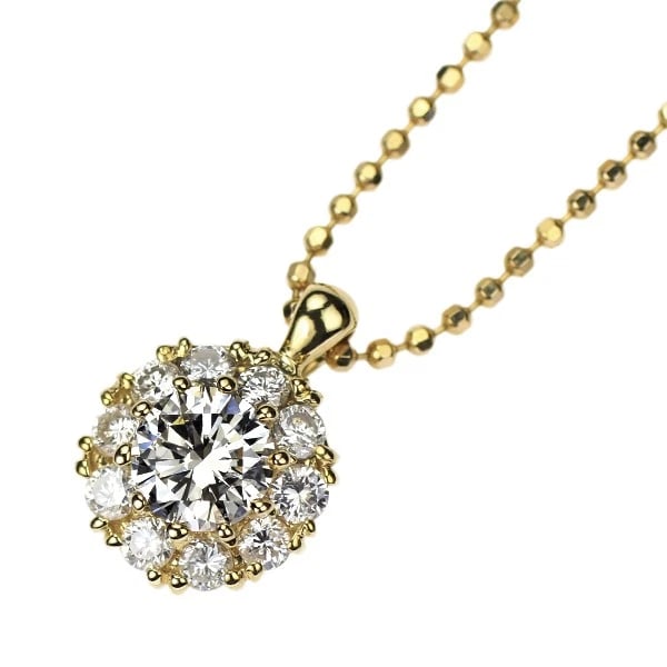 K18YG DIAMOND PENDANT NECKLACE: K18YG Diamond Pendant Necklace Brand: None Type: pendant necklace Material: K18YG, Main Stone/Creation Natural Color: Yellow Gold Size: Necklace: Chain Length 40.5cm Accessories: None Accessories