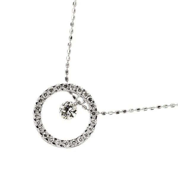 K18WG DIAMOND PENDANT NECKLACE: K18WG DIAMOND PENDANT NECKLACE Brand: None Type: pendant necklace Material: K18WG, Main Stone/Creation Natural Color: white Gold Size: Necklace: Chain Length 40.5cm Accessories: None Accessories