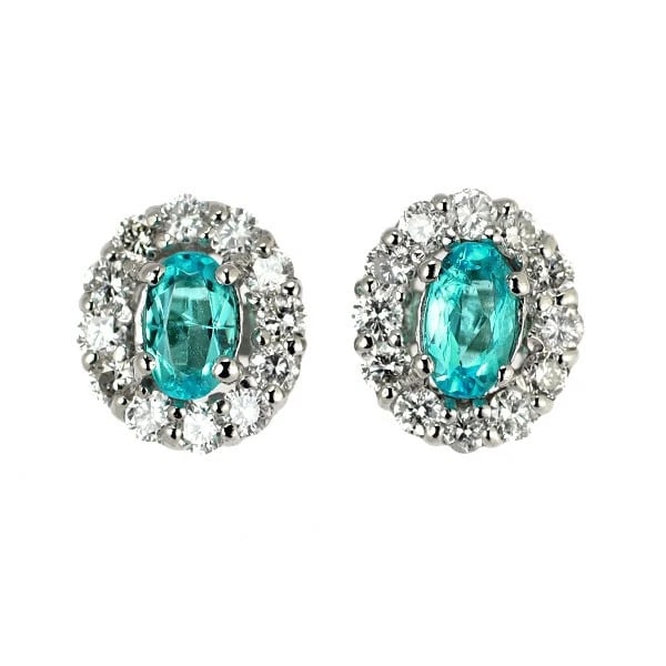 PT900/ PT850TOURMALINE EARRINGS: Pt900/ Pt850Tourmaline Earrings Brand: None Type: piercing Material: Pt900/ Pt850, Main Stone/Creation tourmaline Side Stonediamonds Color: Silver Size: Length/Width/Diameter (CM) 7.3 Accessories:
