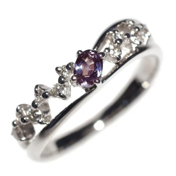 PT900 ALEXANDRITE DIAMOND RING: Pt900 Alexandrite Diamond Ring Brand: None Type: rings Material: Pt900, Main Stone/Creation alexandrite Side Stone diamonds Color: Silver Size: 5.25US Accessories: None Accessories Notice: