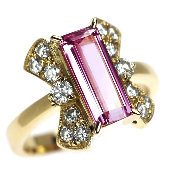 K18YG IMPERIAL TOPAZ DIAMOND RING: K18YG Imperial Topaz Diamond Ring Brand: None Type: rings Material: K18YG, Main Stone/Creation Topaz Side Stone diamonds Color: Yellow Gold Size: 5.5 - 5.75US Accessories: None Accessories