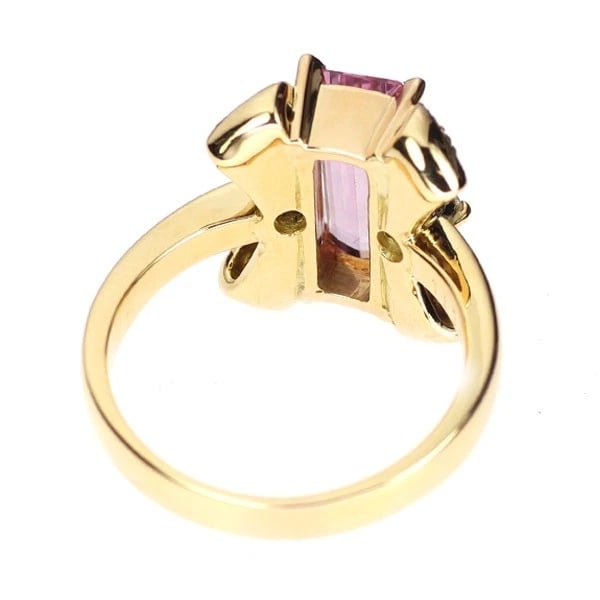 K18YG IMPERIAL TOPAZ DIAMOND RING - 3