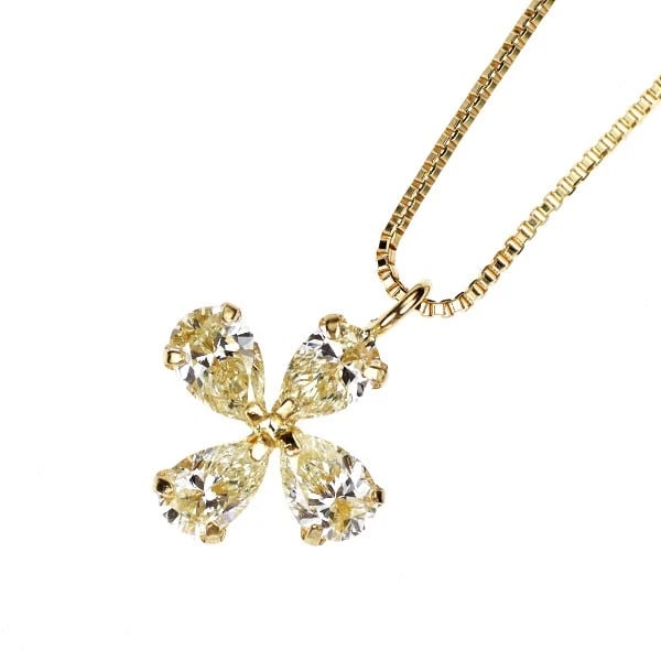 K18YG FLOWER DIAMOND PENDANT NECKLACE: K18YG Flower Diamond Pendant Necklace Brand: None Type: pendant necklace Material: K18YG, Main Stone/Creation Natural Color: Yellow Gold Size: Necklace: Chain Length 40cm Accessories: None