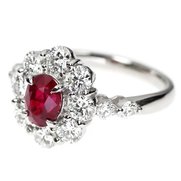 PT900 RUBY DIAMOND RING - 2