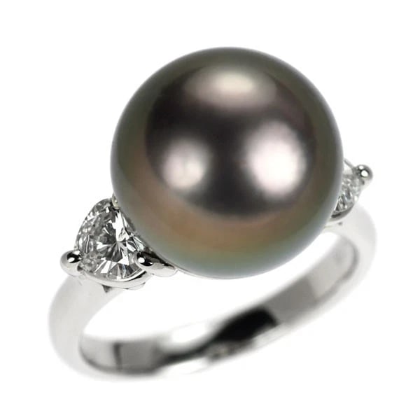 QUEEN PT950 BLACK PEARL DIAMOND RING: Queen Pt950 Black Pearl Diamond Ring Brand: Queen Type: rings Material: Pt950, Main Stone/Creation pearl/pearl Color: Silver Size: US 4.75 - 5 Accessories: None Accessories Notice: When purchasing