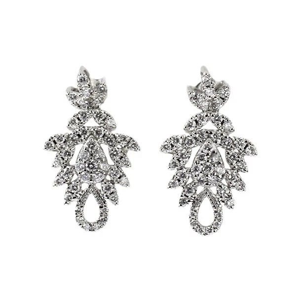 K18WG DIAMOND EARRING: K18WG diamond earring Brand: None Type: piercing Material: K18WG, Main Stone/Creation Natural Color: white Gold Size: Length/Width/Diameter (CM) 20.0 Accessories: None Accessories Notice: When