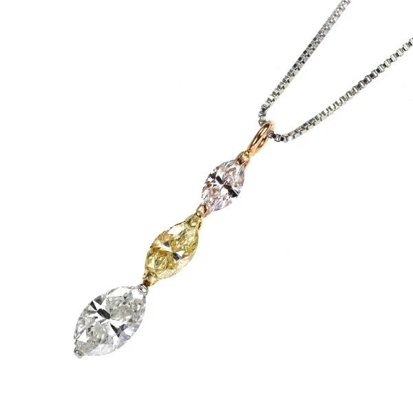 PT850/PT900//K18YG/K18PG DIAMOND PENDANT NECKLACE: PT850/PT900//k18yg/k18pg diamond pendant necklace Brand: None Type: pendant necklace Material: PT850/PT900//k18yg/k18pg, Main Stone/Creation Natural Color: Size: Necklace: Chain Length40cm