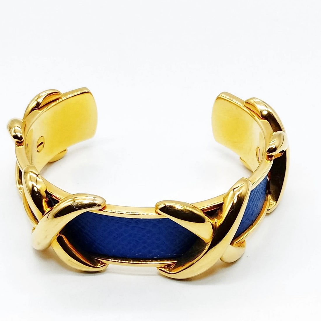 HERMES BANGLE GOLD BLUE - 2