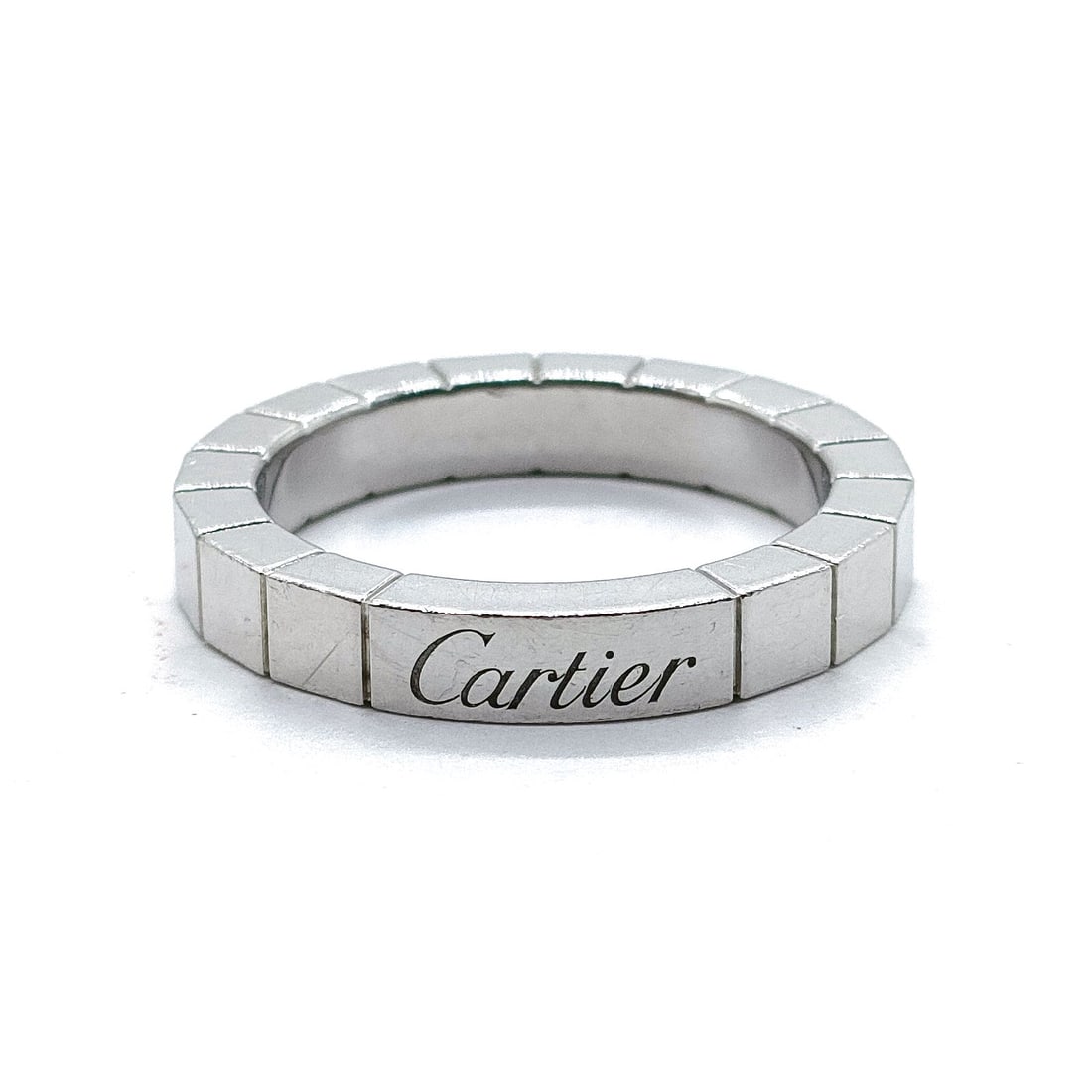 CARTIER RING LANIERES PLATINUM: Cartier Ring Lanieres Platinum Brand: Cartier Type: Ring Material: Platinum, Color: Platinum Size: US 4 1/2 Accessories: None Accessories Notice: When purchasing pre-owned goods, please refer to the