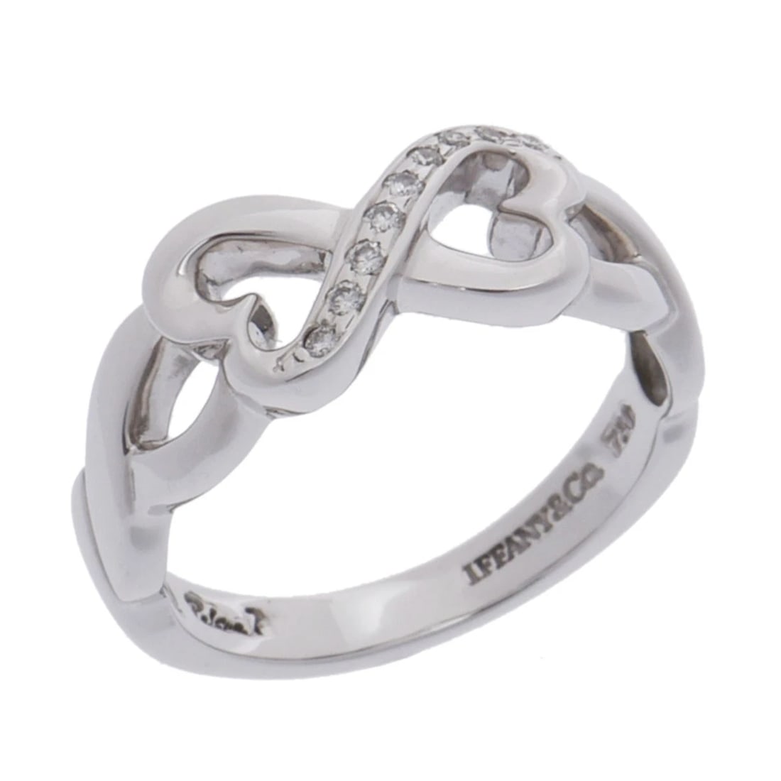TIFFANY & CO. RING DIAMOND DOUBLE LOVING HEART RING: TIFFANY & Co. Ring diamond Double Loving Heart Ring Brand: TIFFANY & Co. Type: Ring Material: K18 White Gold WG, Main Stone/Creation Natural Color: White Gold Size: 5.5 - 5.75 US Accessories: None