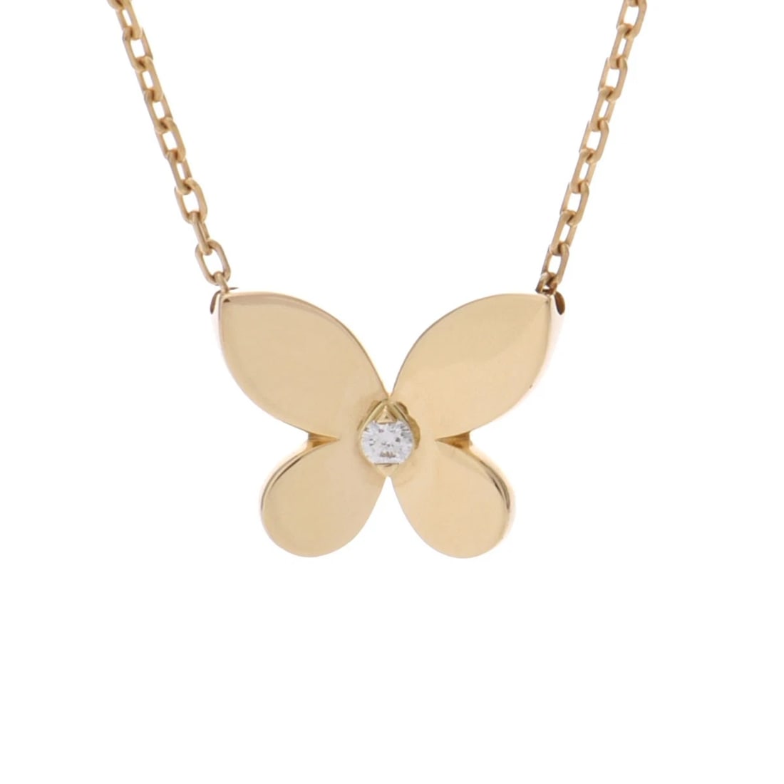GRAFF NECKLACE DIAMOND MINI BUTTERFLY NECKLACE: GRAFF Necklace diamond Mini Butterfly Necklace Brand: GRAFF Type: Necklace Material: K18 Yellow Gold YG, Main Stone/Creation Natural Color: Yellow Gold Size: Top H/about 11.7mm W/about 15.0mm Chain