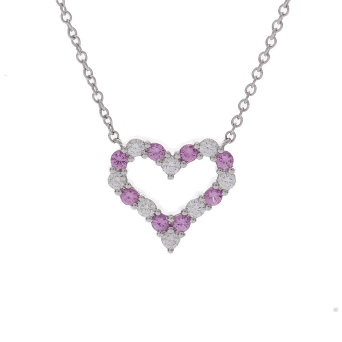 TIFFANY & CO. NECKLACE DIAMOND/PINK SAPPHIRE: TIFFANY & Co. Necklace diamond/Pink sapphire Brand: TIFFANY & Co. Type: Necklace Material: Pt950Platinum, Main Stone/Creation Natural Color: Silver Size: Top H/about 11.2mm W/about 12.1mm Chain
