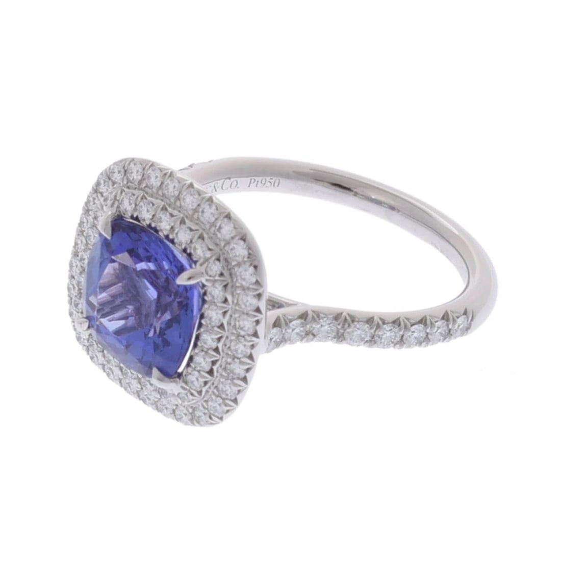 TIFFANY & CO. RING TANZANITE/DIAMOND SOLESTE: TIFFANY & Co. Ring Tanzanite/diamond Soleste Brand: TIFFANY & Co. Type: Ring Material: Pt950Platinum, Main Stone/Creation Tanzanite Color: Silver Size: 5.25 US Accessories: None Accessories Notice: