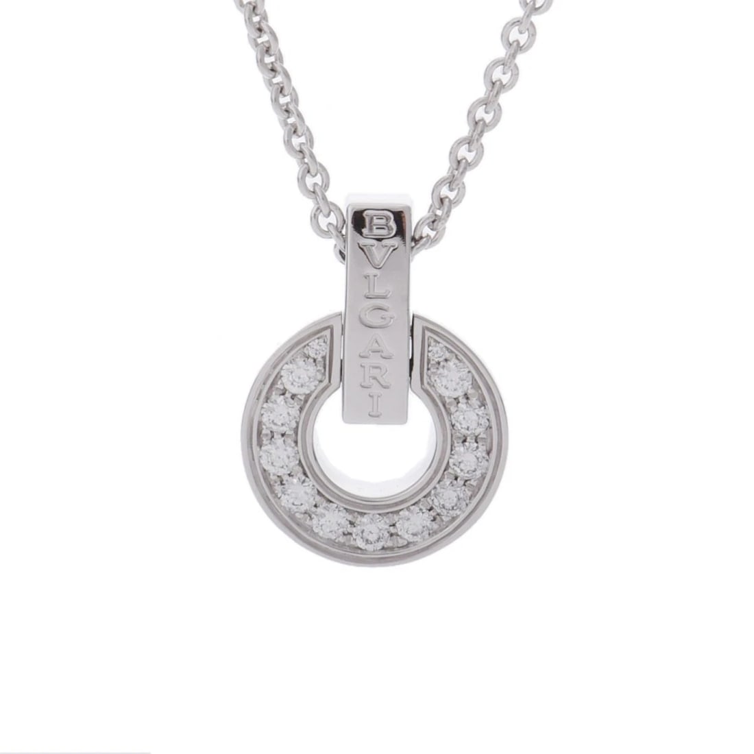 BVLGARI NECKLACE DIAMOND BULGARI: BVLGARI Necklace diamond Bulgari Brand: BVLGARI Type: Necklace Material: K18 White Gold WG, Main Stone/Creation Natural Color: White Gold Size: Top H/about 19.8mm W/about 14.2mm Chain