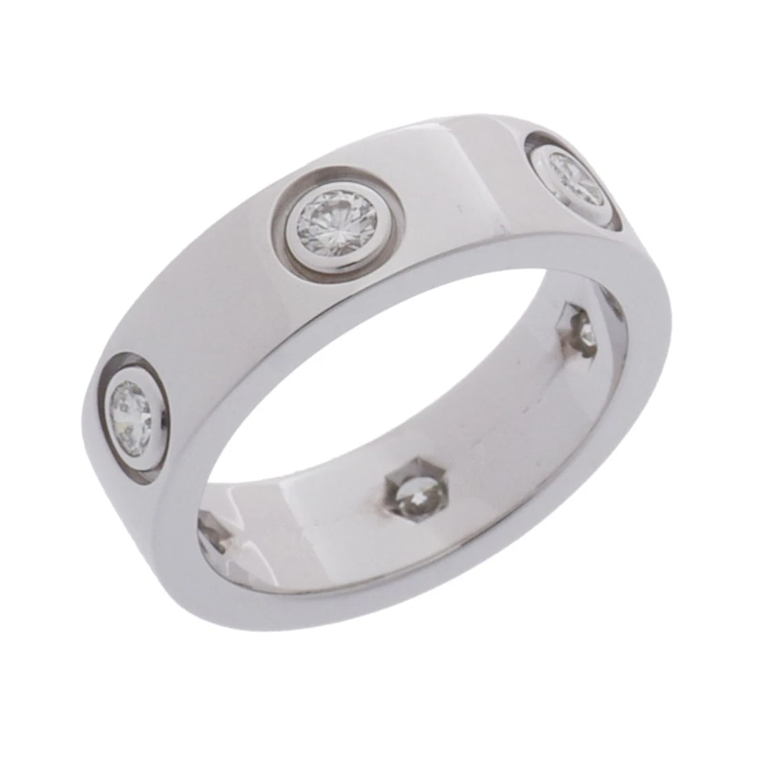 CARTIER RING DIAMOND LOVE RING 6PD: CARTIER Ring diamond Love Ring 6PD Brand: CARTIER Type: Ring Material: K18 White Gold WG, Main Stone/Creation Natural Color: White Gold Size: 4.5 US Accessories: None Accessories Notice: When