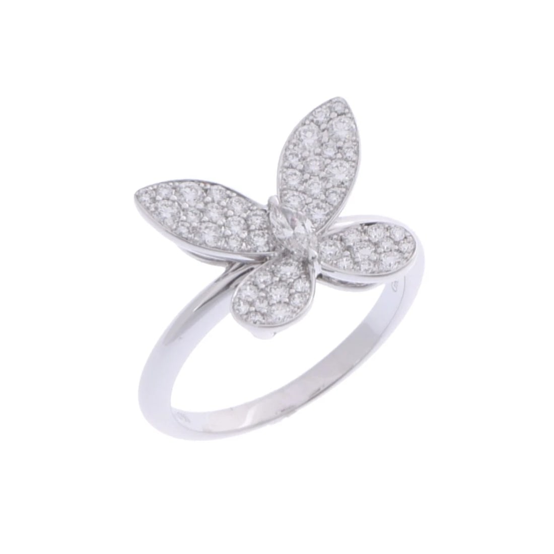 GRAFF RING DIAMOND BUTTERFLY: GRAFF Ring diamond Butterfly Brand: GRAFF Type: Ring Material: K18 White Gold WG, Main Stone/Creation Natural Color: White Gold Size: 4.75 - 5 US Accessories: None Accessories Notice: When