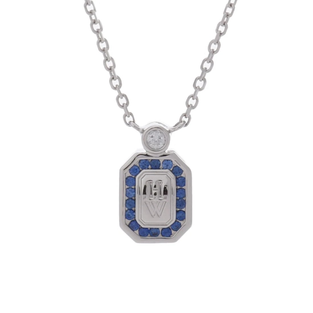 HARRY WINSTON NECKLACE DIAMOND HW LOGO: HARRY WINSTON Necklace diamond HW logo Brand: HARRY WINSTON Type: Necklace Material: Pt950Platinum, Main Stone/Creation Natural Color: Silver Size: Top H/about 12mm W/about 7mm Chain length:41cm Chain