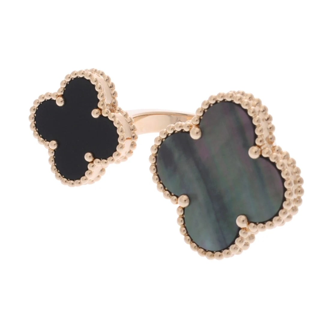 VAN CLEEF & ARPELS RING GRAY SHELL/ONYX: Van Cleef & Arpels Ring Gray shell/onyx Brand: Van Cleef & Arpels Type: Ring Material: K18 Yellow Gold YG, Main Stone/Creation Gray shell Color: Yellow GOLD Size: 5.5 - 5.75 US Accessories: None <