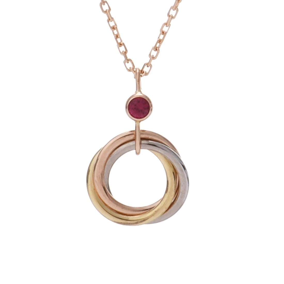 CARTIER NECKLACE /18K PINK GOLD PG RUBY: CARTIER Necklace /18K pink gold PG Ruby Brand: CARTIER Type: Necklace Material: K18 Yellow Gold YG, Main Stone/Creation Ruby Color: Yellow GOLD Size: Top H/about 16mm W/about 10mm Chain