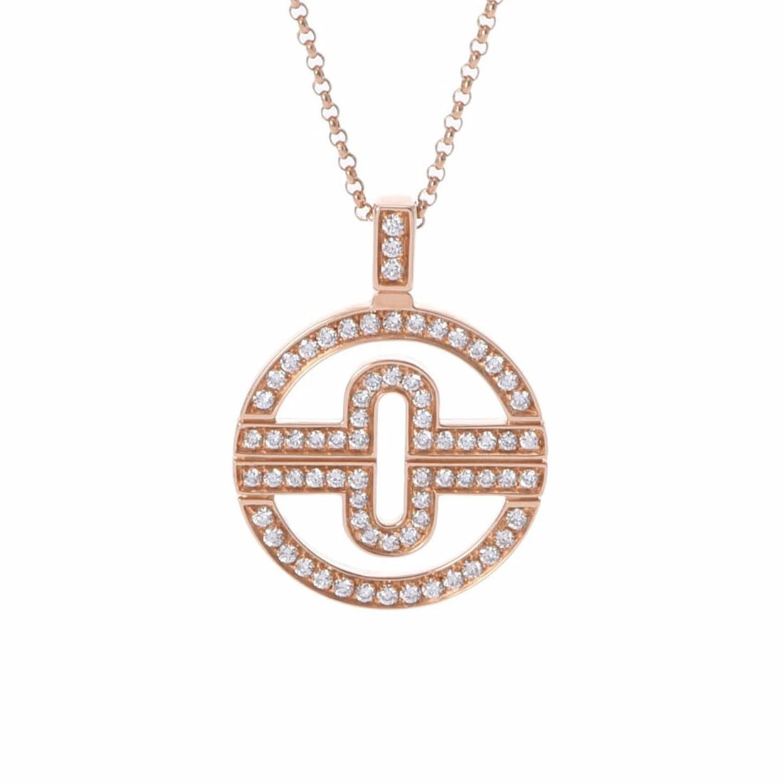 BVLGARI NECKLACE DIAMOND PARENTESI: BVLGARI Necklace diamond Parentesi Brand: BVLGARI Type: Necklace Material: 18K pink gold PG, Main Stone/Creation Natural Color: Pink Gold Size: Top H/about 27.1mm W/about 19.6mm Chain length:40-43cm
