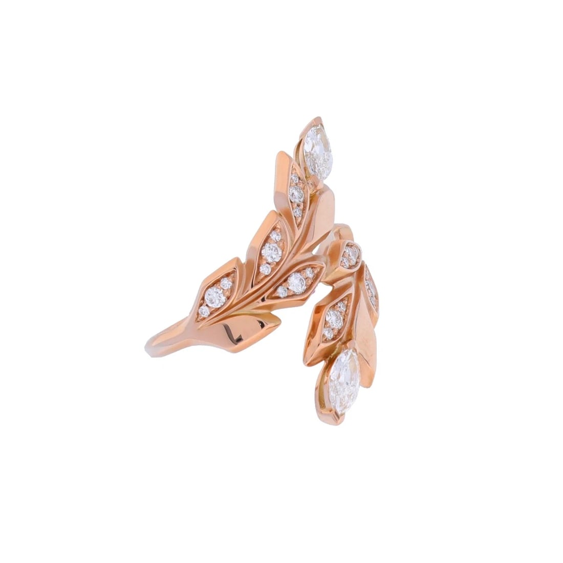 TIFFANY & CO. RING DIAMOND VICTORIA VINE BYPASS RING: TIFFANY & Co. Ring diamond Victoria Vine Bypass Ring Brand: TIFFANY & Co. Type: Ring Material: 18K pink gold PG, Main Stone/Creation Natural Color: Pink Gold Size: 4 US Accessories: None Accessories