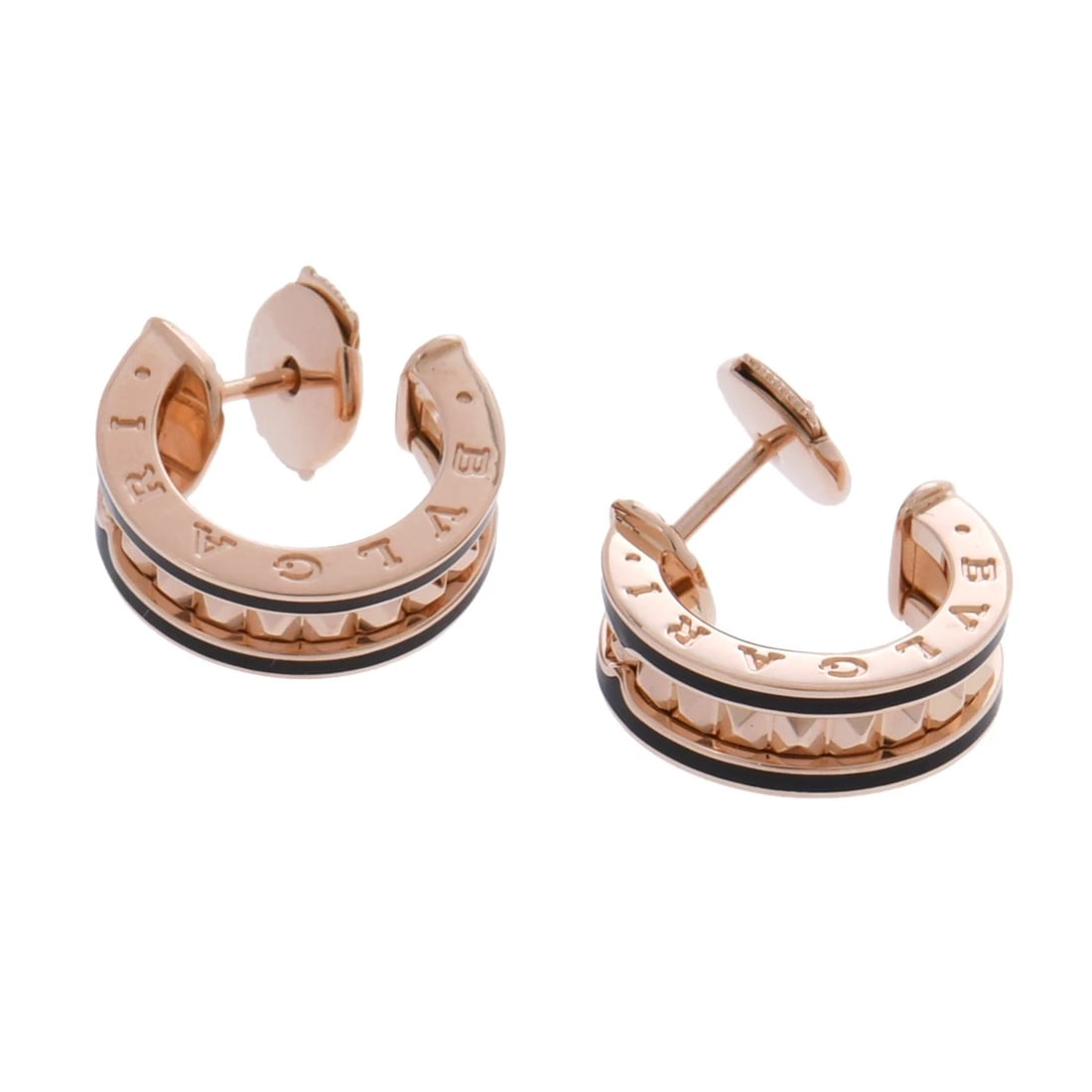 BVLGARI PIERCE BLACK CERAMIC B.ZERO1: BVLGARI Pierce Black ceramic B.ZERO1 Brand: BVLGARI Type: Pierce Material: 18K pink gold PG, Color: Pink Gold Size: Width:15mmLength:0.5mm(*mm)Size(Inch) Width:0.6inch Length:0.0inch Accessories: