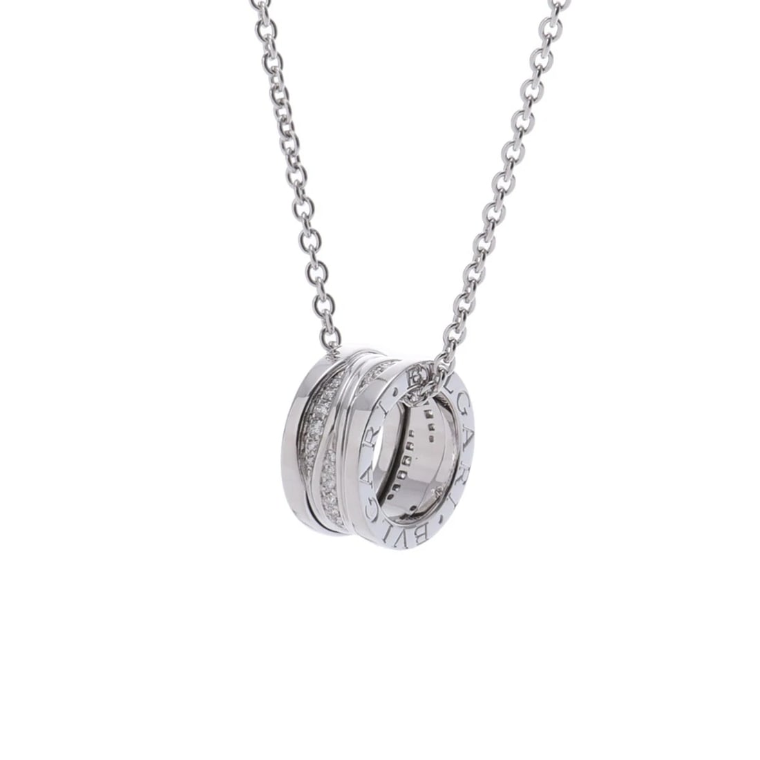 BVLGARI NECKLACE DIAMOND B-ZERO1 LEGEND: BVLGARI Necklace diamond B-ZERO1 Legend Brand: BVLGARI Type: Necklace Material: K18 White Gold WG, Main Stone/Creation Natural Color: White Gold Size: Size(Inch) Top H/about 0.6 W/about 0.3inch Chain 