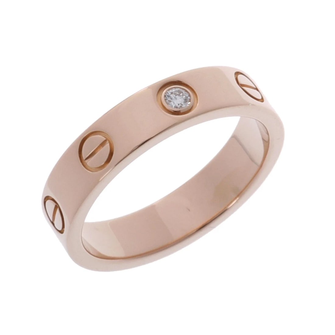 CARTIER RING DIAMOND MINI LOVE RING: CARTIER Ring diamond Mini love ring Brand: CARTIER Type: Ring Material: 18K pink gold PG, Main Stone/Creation Natural Color: Pink Gold Size: 4 US Accessories: None Accessories Notice: When purchasing