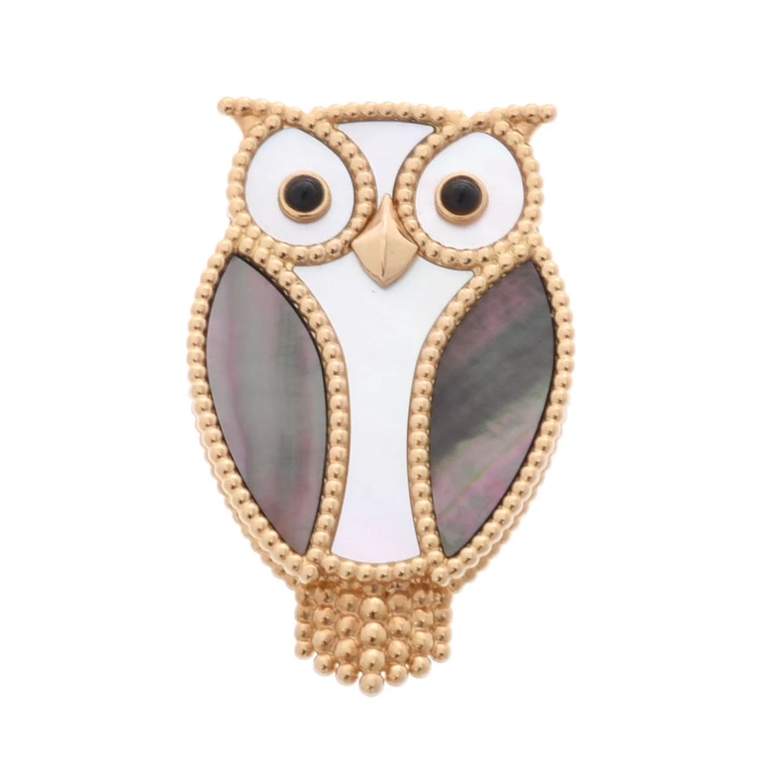 VAN CLEEF & ARPELS BROOCH MOTHER OF PEARL/GRAY: Van Cleef & Arpels Brooch Mother of pearl/Gray Brand: Van Cleef & Arpels Type: Brooch Material: K18 Yellow Gold YG, Main Stone/Creation Mother of pearl Color: Yellow Gold Size: Width:38mmLength:23mm(*