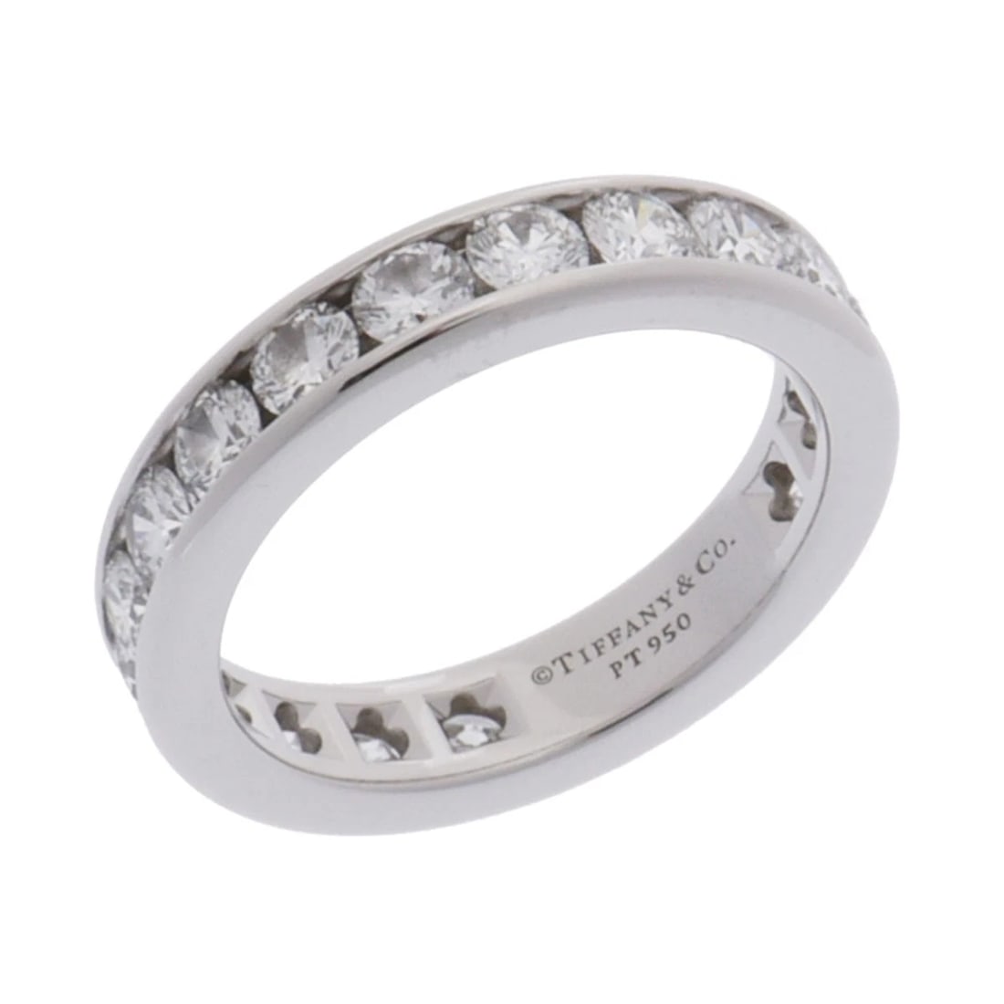 TIFFANY & CO. RING DIAMOND CHANNEL SETTING: TIFFANY & Co. Ring diamond Channel Setting Brand: TIFFANY & Co. Type: Ring Material: Pt950Platinum, Main Stone/Creation Natural Color: Silver Size: 4.75 - 5 US Accessories: None Accessorie