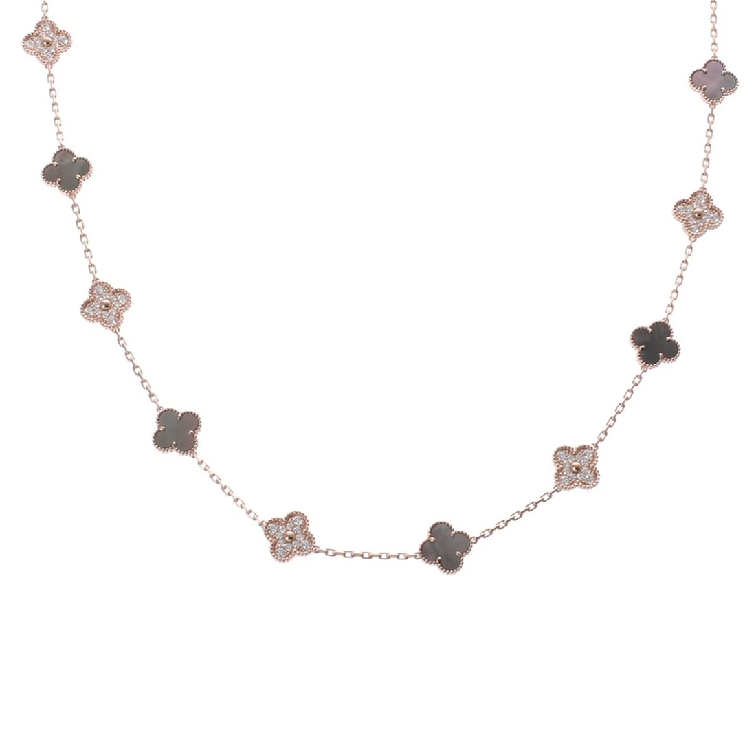 VAN CLEEF & ARPELS NECKLACE DIAMOND: Van Cleef & Arpels Necklace diamond Brand: Van Cleef & Arpels Type: Necklace Material: 18K pink gold PG, Main Stone/Creation Natural Color: Pink Gold Size: Top H/about 15mm W/about 15mm Chain length:8