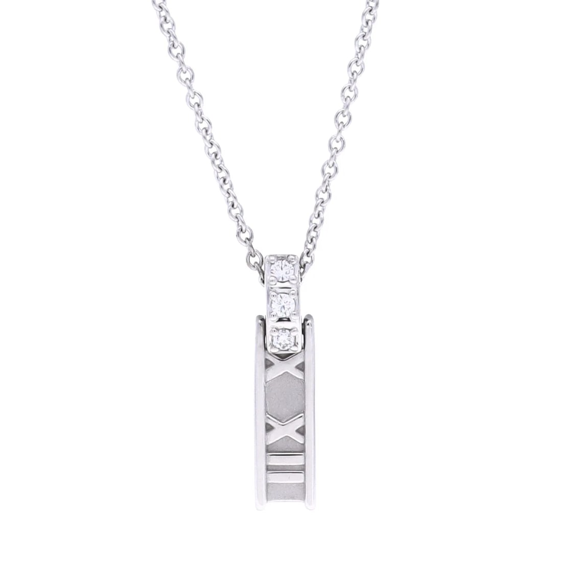 TIFFANY & CO. NECKLACE DIAMOND ATLAS BAR: TIFFANY & Co. Necklace diamond Atlas Bar Brand: TIFFANY & Co. Type: Necklace Material: K18 White Gold WG, Main Stone/Creation Natural Color: White Gold Size: Top H/about 16.5mm W/about 5mm Chain lengt