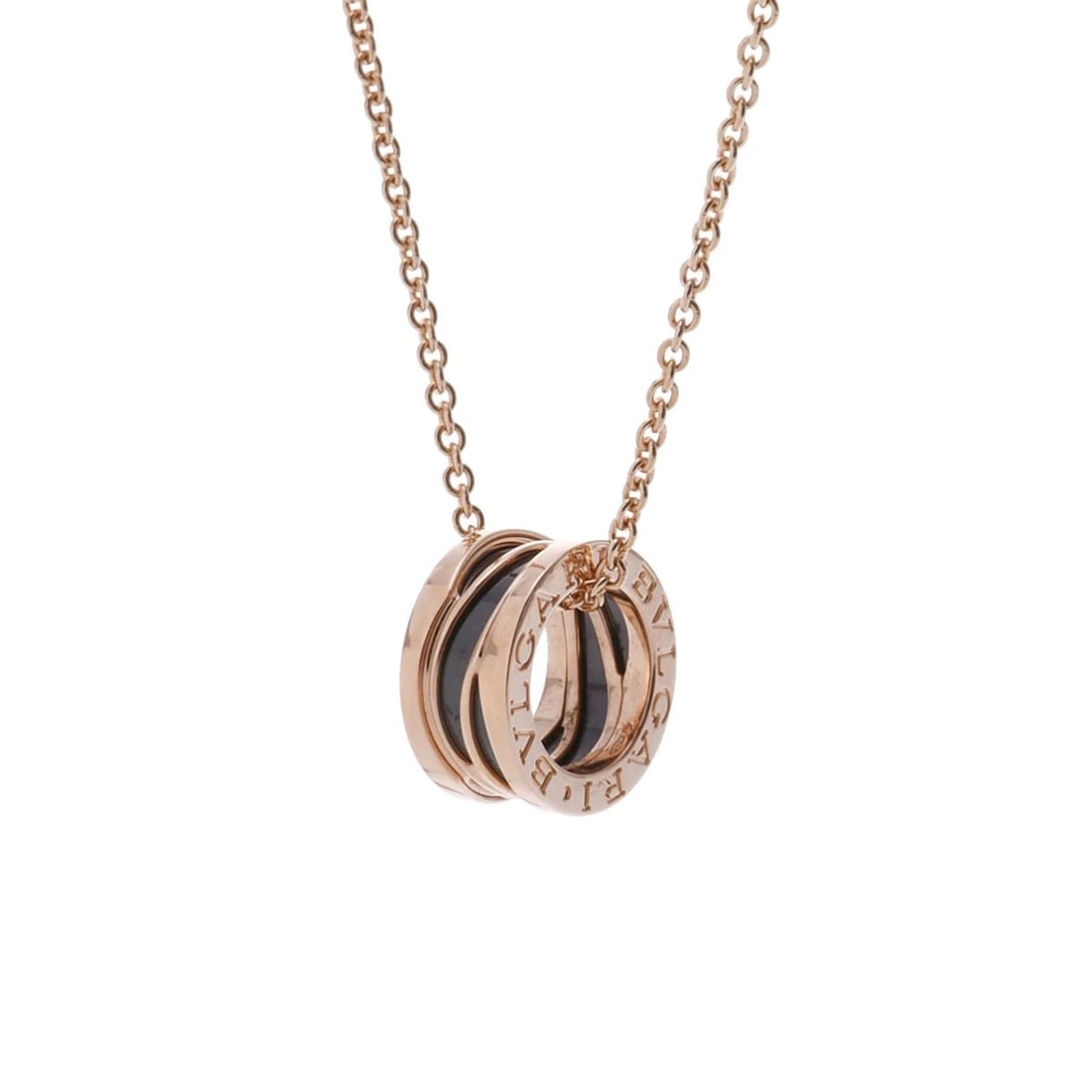 BVLGARI NECKLACE 18K PINK GOLD PG/BLACK CERAMIC: BVLGARI Necklace 18K pink gold PG/Black ceramic Brand: BVLGARI Type: Necklace Material: 18K pink gold PG, Color: Pink Gold Size: Top H/about 15.2mm W/about 7.5mm Chain length:39-44cm Chain length:39-4