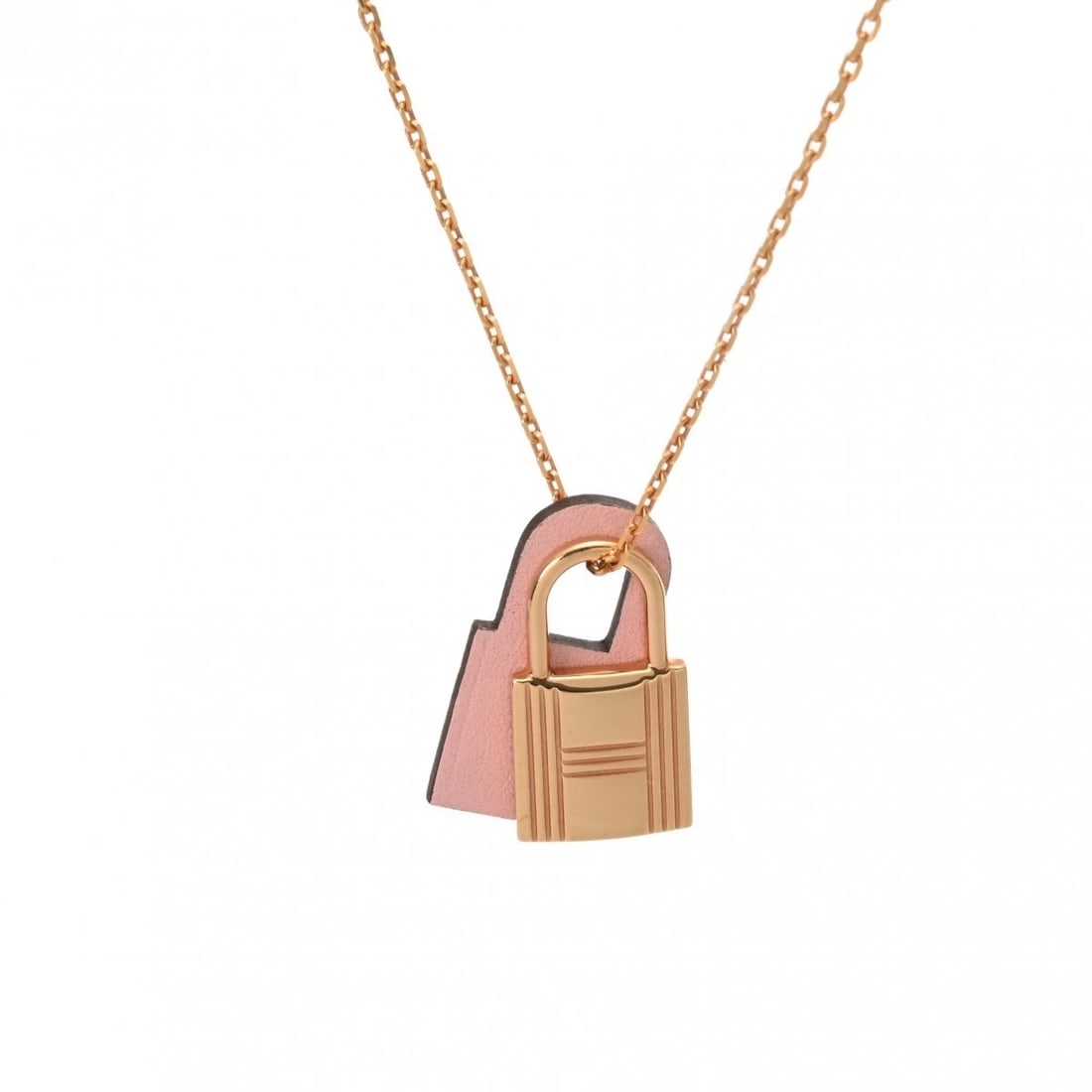 HERMES NECKLACE VAUX SWIFT O'KELLY PM: HERMES Necklace Vaux Swift O'Kelly PM Brand: HERMES Type: Necklace Material: Vaux Swift, Color: Rose Sarah Size: Top H/about 26mm W/about 15mm(maximum) Chain length:46/50cm Chain
