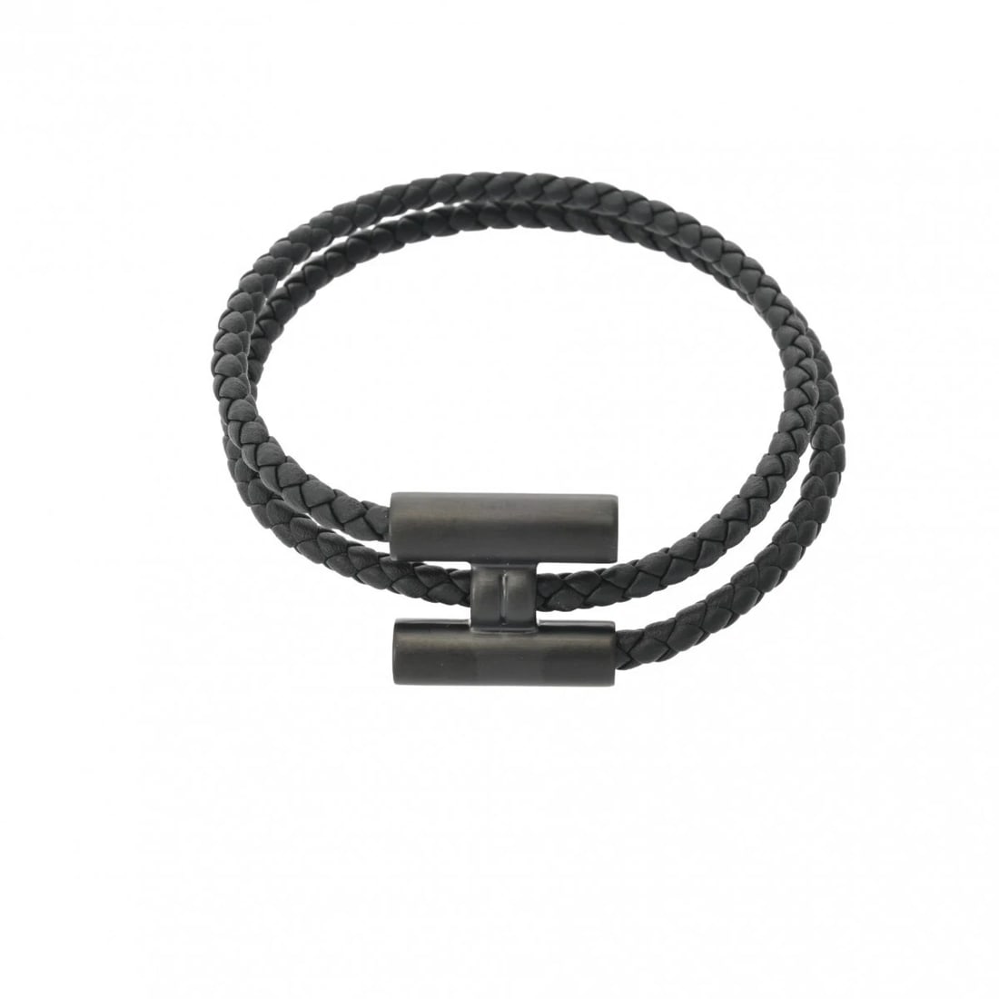 HERMES UNISEX BRACELET LEATHER TOURNI TRESSE: HERMES unisex Bracelet leather Tourni Tresse Brand: HERMES Type: Bracelet Material: leather, Color: black Size: Breath width:about 18mm ((maximum))Size(Inch) Breath width:about 7.1inch ((maximum))