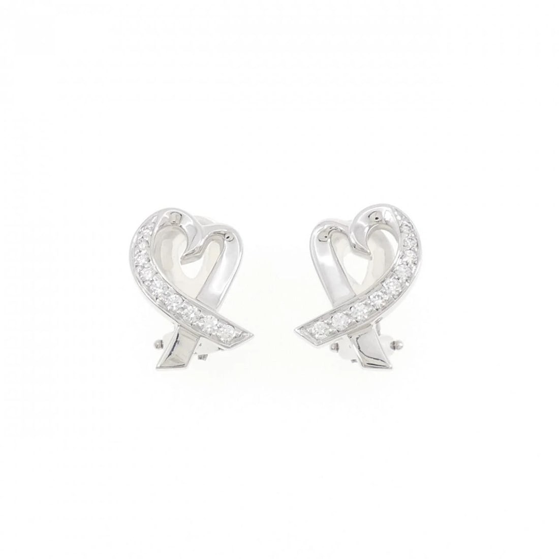 TIFFANY & CO. LOVING HEART EARRINGS: TIFFANY & Co. Loving Heart Earrings Brand: TIFFANY&Co. Type: Pierce/Earring Material: 750 white gold, Main Stone/Creation Natural Color: white gold Size: Actual Size Approximate dimensions (height x w