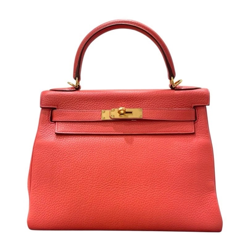 HERMES KELLY 28 HANDBAG: HERMES Kelly 28 Handbag Brand: HERMES Type: Handbag Material: Togo Color: Bougainvillea GDHardware Size: W28cm x H21cmx D12cm W11.0 x H8.3x D4.7inch Accessories: None Accessories Notice: When