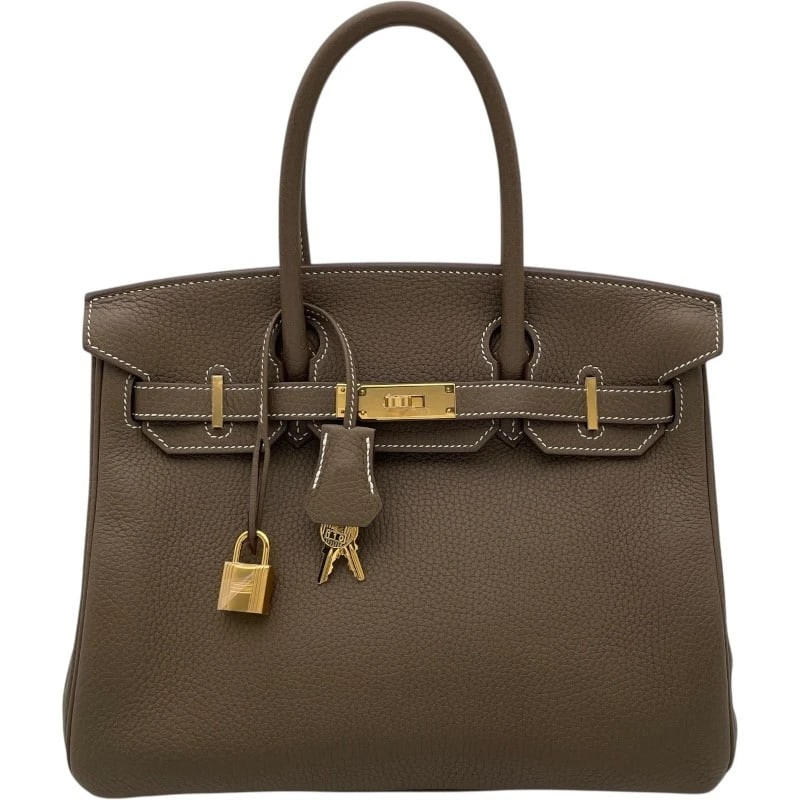 HERMES BIRKIN 30 HANDBAG: HERMES Birkin 30 Handbag Brand: HERMES Type: Handbag Material: Taurillon Clemence Color: Etoupe GDHardware Size: W30cm x H24cmx D16cm W11.8 x H9.4x D6.3inch Accessories: None Accessories Notice: When